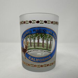 Sequoia National Park Frosted Glass Candle Holder Cup Souvenir 4”x3” Redwoods